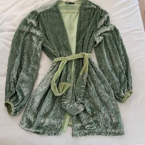 Retrofete Shimmering Green Sequin Midi Dress